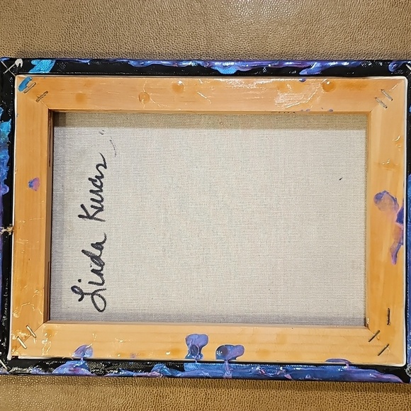 Abstract or Fluid Canvas Art Contemporary in Blue, Pink and Purple, Resin Sealed - Picture 5 of 6